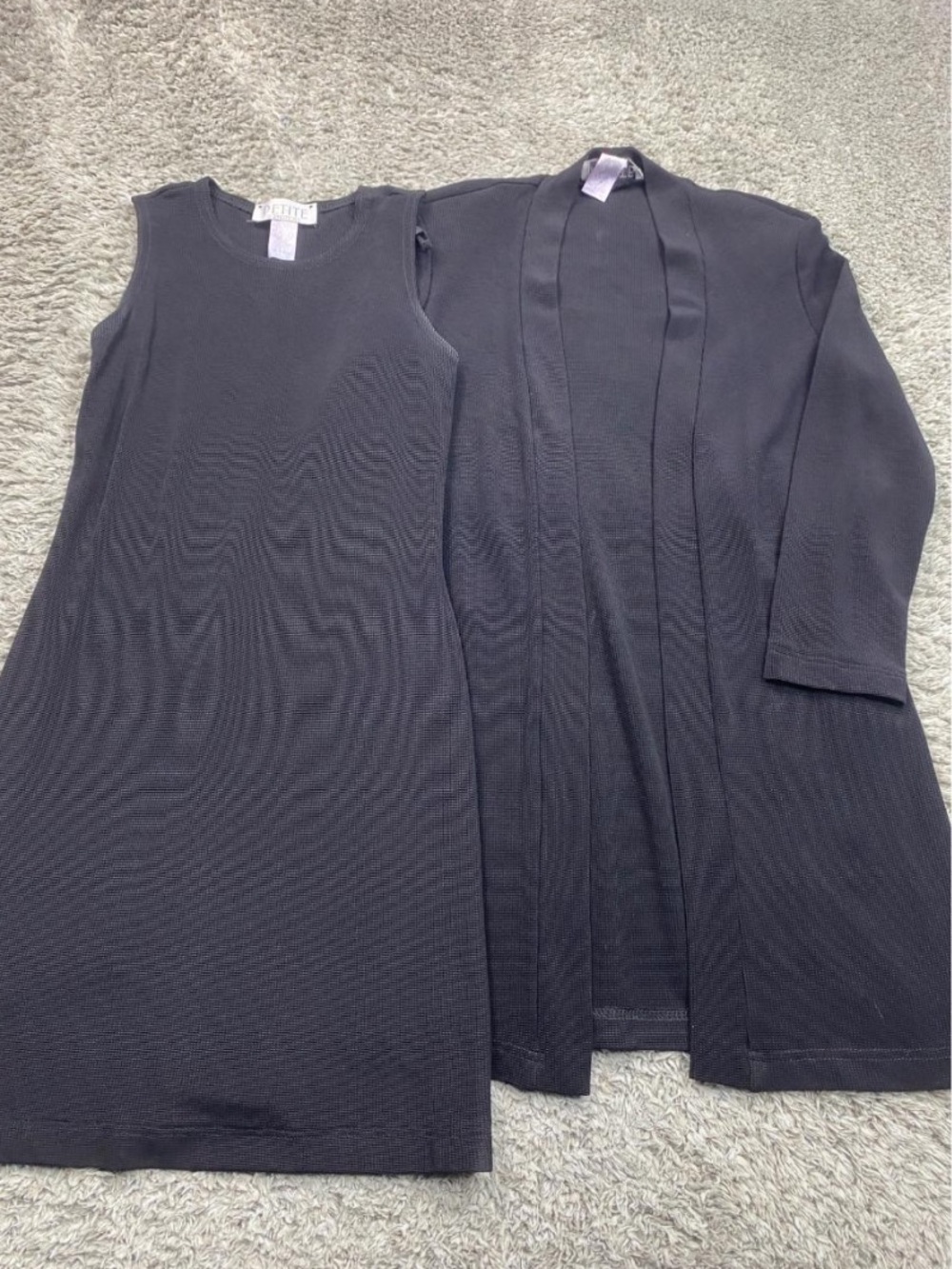 Petite Sophisticate Black Knit Dress & Cardigan Set